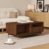 ATJafurn 47" Mid Century Modern Coffee Table Suitable Wooden Coffee Table with 2 Drawers and Open Storage for Living Room Apartment, Walnut - 4 of 4