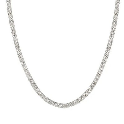 ShineHigh 18-Inch Trillion-Cut Statement Necklace for Women – Gold or Rhodium-Plated, 35.28ct CZ, Box Clasp with Safety, Classic Tennis Chain Style