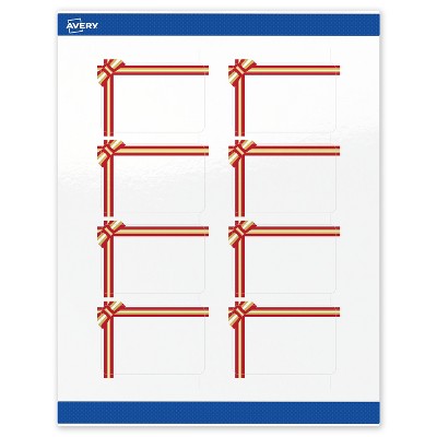 Avery Labels, 2" x 3", Gold-Red Gift Bow, Glossy, 80ct