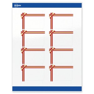 Avery Labels, 2" x 3", Gold-Red Gift Bow, Glossy, 80ct - 1 of 4
