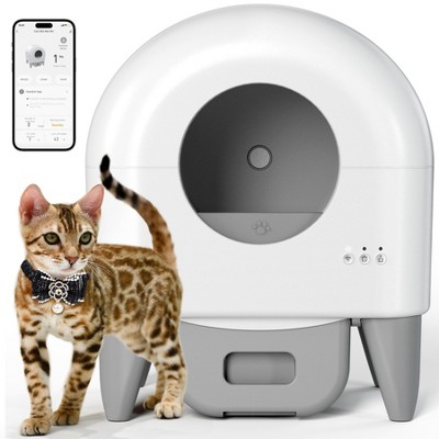 Fumoi Self Cleaning Litter Box,95L Automatic Cat Litter Box Self Cleaning Large Capacity,White