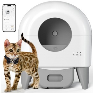 Fumoi Self Cleaning Litter Box,95L Automatic Cat Litter Box Self Cleaning Large Capacity,White - 1 of 4