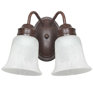 Sunset Lighting 2-Light Wall Sconce,  Faux Alabaster Glass, Rubbed Bronze Finish - 1 of 3