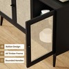 ChicFurnit Utility Storage Cabinets 3 Doors Rattan Storage Cabinet Floor Cabinet Accent Cabinet for Home Living, Black, 52"*18"*6" - 4 of 4