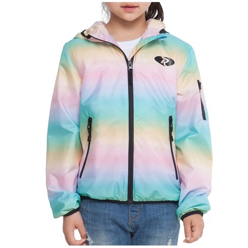 Rokka Rolla Girls Light Windbreaker Rain Jacket Rainbow Sherbet size 10 12