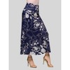 24seven Comfort Apparel Womens Navy Floral Print Elastic Waist A Line Maxi Skirt - 2 of 4
