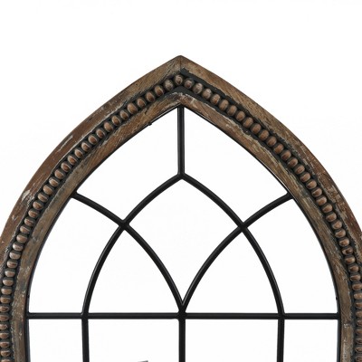 Rustic Brown Wood and Black Metal Cathedral Wall Decor