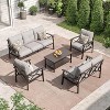 Heynemo Outdoor Patio Furniture Set, 5 Piece Patio Conversation Set with Coffee Table, Metal Furniture Set for Porch Backyard Garden - 2 of 4