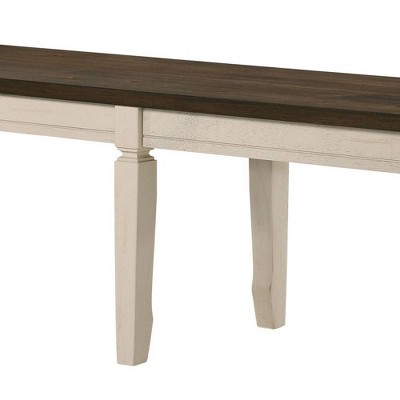 Weathered Oak and Cream Traditional Dining Bench