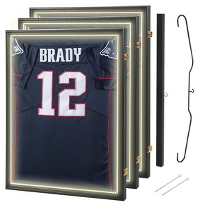 MUKE LED Sports Jersey Display Case, Lockable Shadow Box with UV-Resistant Acrylic, Wall Mount Frame for Football, Basketball, Baseball - 1 of 4