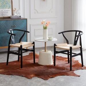 Kumasinova 17.7" Wishbone Dining Chair Set of 2,Mid-Century Modern Kitchen Chairs,Solid Wood Accent Armless Chairs for Kitchen&Dining Room - 1 of 4