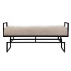 Tedges Upholstered Bench Beige/Gray - Aiden Lane: Transitional Style, Linen Fabric, Metal Frame, for Entryway - image 3 of 4