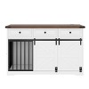 55" Wooden Dog Crate Furniture with Sliding Barn Door,Indoor Dog Kennel Cabinet with 3 Drawers and Side Door for Medium Dogs–Maison Boucle - 4 of 4