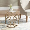Coast to Coast Accents Modern Gold Metal Hexagon Accent Table 20 1/2" Real White Marble Tabletop for Living Room Bedroom Bedside - 2 of 4
