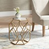 Coast to Coast Accents Modern Gold Metal Hexagon Accent Table 20 1/2" Real White Marble Tabletop for Living Room Bedroom Bedside - image 2 of 4