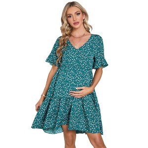 Maternity Dress Womens Spaghetti Strap Floral Maxi Dress - 1 of 1