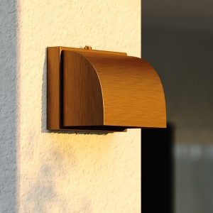 VAXCEL Walsh Dusk to Dawn ADA Dark Sky Outdoor Wall Light Fixture Lantern, Warm Brass, 7 inch W - 1 of 4