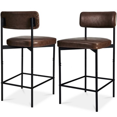Best Choice Products Set of 2 Faux Leather Counter Stools for Kitchen Island and Dining w/ Metal Frame