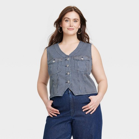 Women's Denim Vest - Universal Thread™ Blue 4x : Target