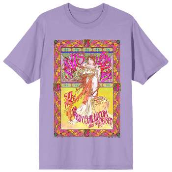 Janis Joplin Colorful Poster Art Women's Purple Haze Short Sleeve Crew Neck Tee