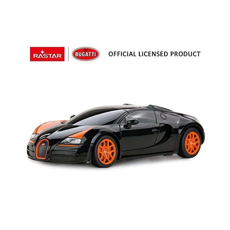 Link Ready! Set! play!1:24 Scale Radio Remote Control Bugatti Veyron Car Toy - Black/Orange, 2 of 8