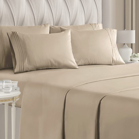 Cgk Linens 6 Piece Microfiber Solid Sheet Set In Beige, Size Queen : Target