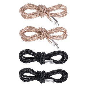 Unique Bargains Drawstring Bling Rhinestone Shoe Laces for Shorts Sneakers 4 Pcs Black & Rose Gold - 1 of 4