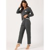 cheibear Women's Soft Lace Trim Knit Stretchy Long Sleeve Sleepwear Pajama Set - image 2 of 4