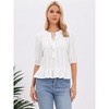 INSPIRE CHIC Women's Boho Tie Neck Eyelet Embroidery Half Sleeves Ruffle Hem Fall Peplum Blouse - 4 of 4