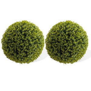 24.8 Inch Artificial Plant Cedar Topiary Balls 2PCS, Topiary Ball Garden Spheres Decorative Balls for Outdoor Patio Garden and Indoor - 1 of 4