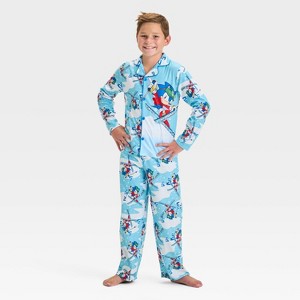 Boys' Sonic the Hedgehog 2pc Coat Pajama Set - Aqua Blue - 1 of 4