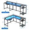 L Shaped Gaming Desk,68" Computer Desk with Power Outlets & LED Lights, Corner Desk with Monitor Shelf and Hook, Two Person Desk - 3 of 4
