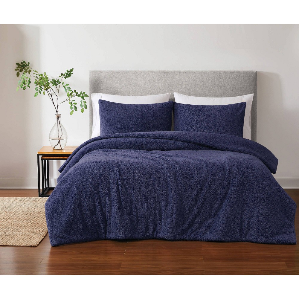 Photos - Duvet Brooklyn Loom 3pc Queen Oversized Marshmallow Comforter Set Navy