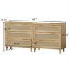 Acekool 2 Piece Rattan Dresser Set, 3 Drawer Chest, Oak Bedroom Storage Organizer, Natural Rattan Accent, for Living Room, Hallway - 3 of 4