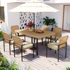 TiramisuBest 7-Piece Outdoor Wicker Patio Dining Set,Plastic-Wood Table,Umbrella Hole,Oatmeal Cushions for Backyard/Garden/Poolside - 4 of 4