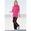 Woman Within Plus Size Petite Side Stripe Cotton French Terry Straight-Leg Pant - 3 of 4
