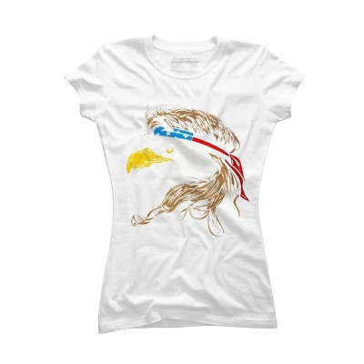 Junior's Design By Humans July 4th Eagle Mullet American Flag By corndesign T-Shirt