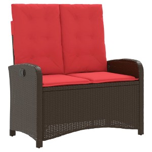 vidaXL Reclining Patio Bench with Cushions Seat Poly Rattan Brown/Gray/Black - Brown 41.3" x 23.2" x 36.6" - 1 of 4