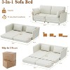 Nasitip 66.9''Loveseat Sleeper Sofa, 3 in 1 Convertible Sofa Bed with Linen Fabric Upholstered, Love Seat Couch Sofa with 2 Pillows,Beige - 3 of 4