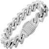 Steeltime Men's 18k gold plated stainless steel and simulated diamonds ice out miami cuban link bracelet. Color Options: Silver, Gold - 2 of 4
