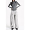 Clotth Womens Pinstripe Pleated Pants - Mid-rise Loose Straight Legs Fit with Pockets, Wide-Leg Streetwear Pants for Women & Men - 4 of 4