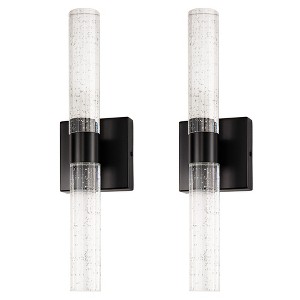 DORESshop 18 in. 2-Light Black Modern/Contemporary Glass Bubble LED Vanity Light Bar with 3CCT Function for Living Room (1/2-Pack) - 1 of 4