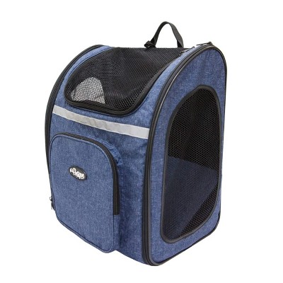 Denim Blue Soft-Sided Pet Carrier Backpack with Mesh Windows