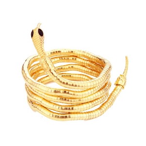 Gold Alloy Punk Snake Wrap Necklace - Unisex Rattlesnake Design Choker, Individualistic Multi-Wear Accessory for Bold Personal Expression - 1 of 4