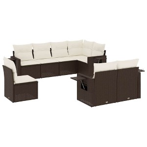 vidaXL Garden Sofa Set Brown PE rattan, powder-coated steel, fabric - 1 of 4