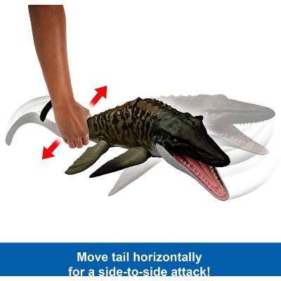 Детские фигурки Jurassic World Rebirth Bite N Blast Mosasaurus Action Figure and Mini Dilophosaurus, Dinosaur Toy — фото 3