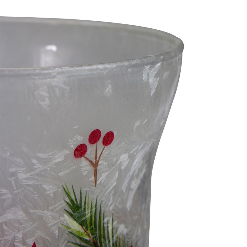Northlight 4" Hand Painted Christmas Cardinal and Pine Flameless Glass Candle Holder, 4 of 6