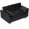 Zeus & Ruta 3-in-1 Modern Velvet Loveseat Lounge Sofa with Pullout Bed, Reclining Backrest, Toss Pillows & Pockets - 2 of 4
