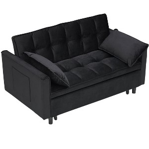 Airsurfer Modern Velvet 3-in-1 Convertible Sofa Bed ¨C Pull Out Love Seat with Pillows & Side Pockets for Living Room - 1 of 4