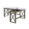 Marble Top L-Shaped Writing Desk with Lift Top Storage and Full Extension Drawer - 3 of 4